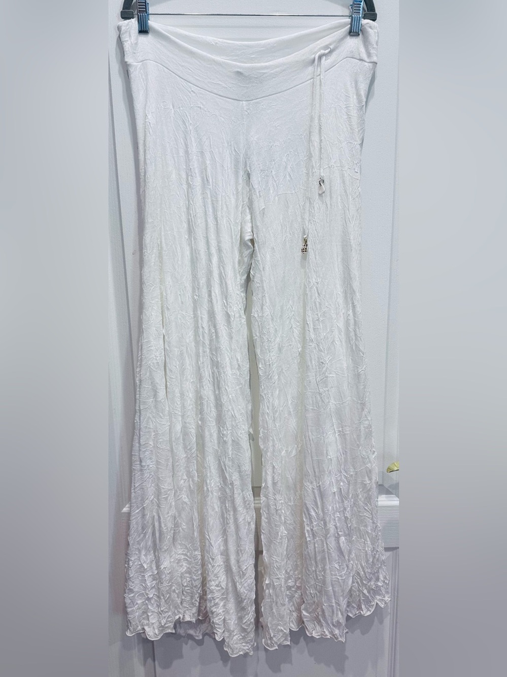 LETARTE Vintage Solid White Crinkle Pant Size M NWT Swim Coverup Pants Beach